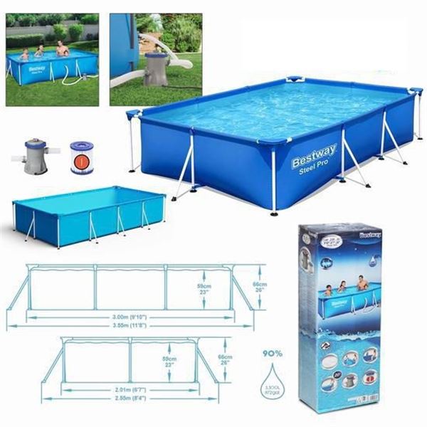 51980-thickbox_default PISCINA RECTANGULAR + BOMBA STEEL PRO 300X201X66 BESTWAY