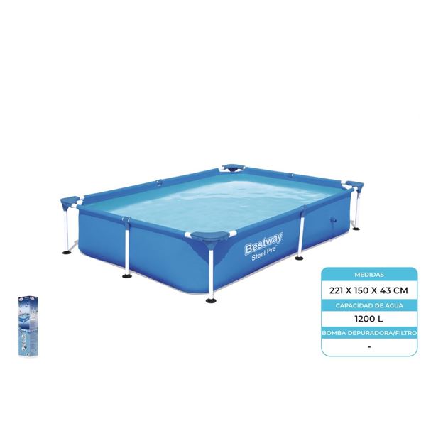 PISCINA RECTANGULAR STEEL PRO 221X150X43 BESTWAY