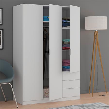 armario-3p-3cajones-180x121x52cm-blanco-momi (2) ARMARIO 3P+ 3CAJONES 180X121X52CM BLANCO MOMI