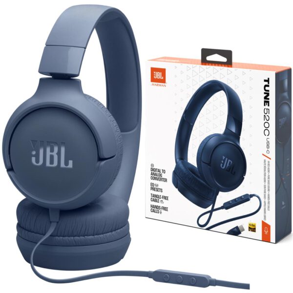 Jbl Tune 520C Auricular con cable y conexión USB-C Azul