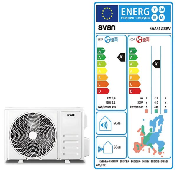 Svan SAAS1200W Aire acondicionado split 3000FR Frio/Calor A++/A+
