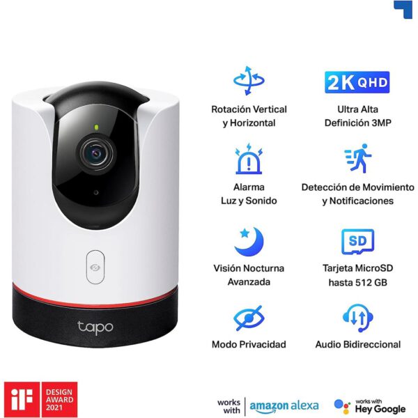 Tp-Link Tapo C225 Cámara Seguridad IP WIFI 360 2K QHD