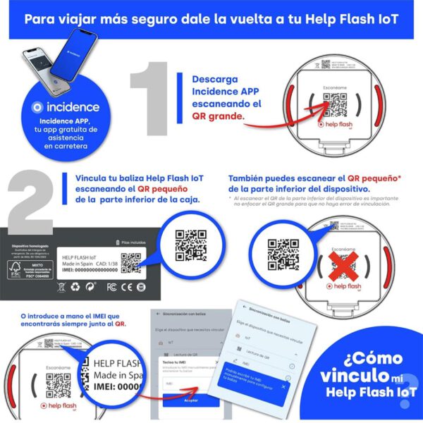 Help Flash IOT Baliza de Emergencia V16 Conectada y Homologada 2026